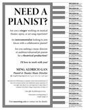 Need a Pianist? (Tear-Off Ad)